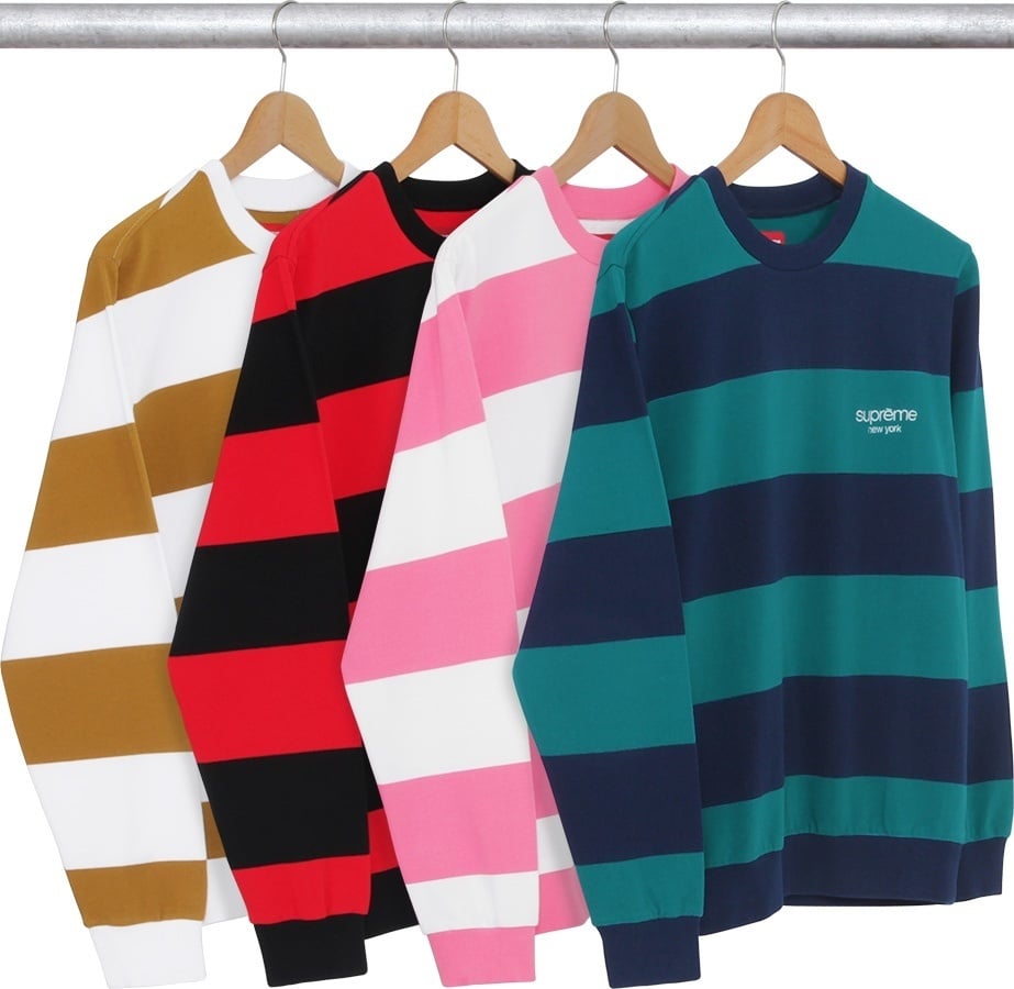 Striped Pique Crewneck